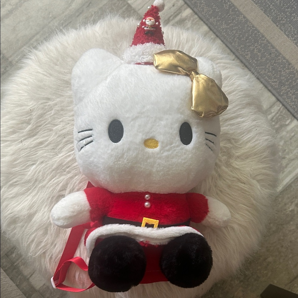 Hello Kitty Christmas Plush with Gold Bow